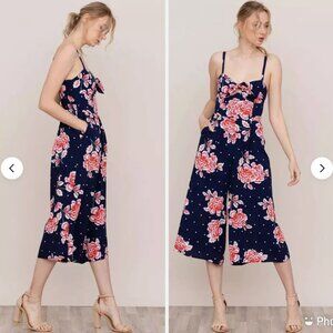 Yumi Kim Floral Affair Pretty Chic Jumpsuit Navy Blue Sleeveless